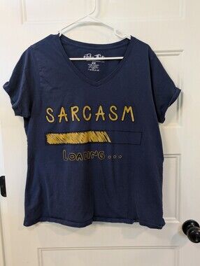 🔴 3/$15  Sarcasm Loading Navy Graphic Tee